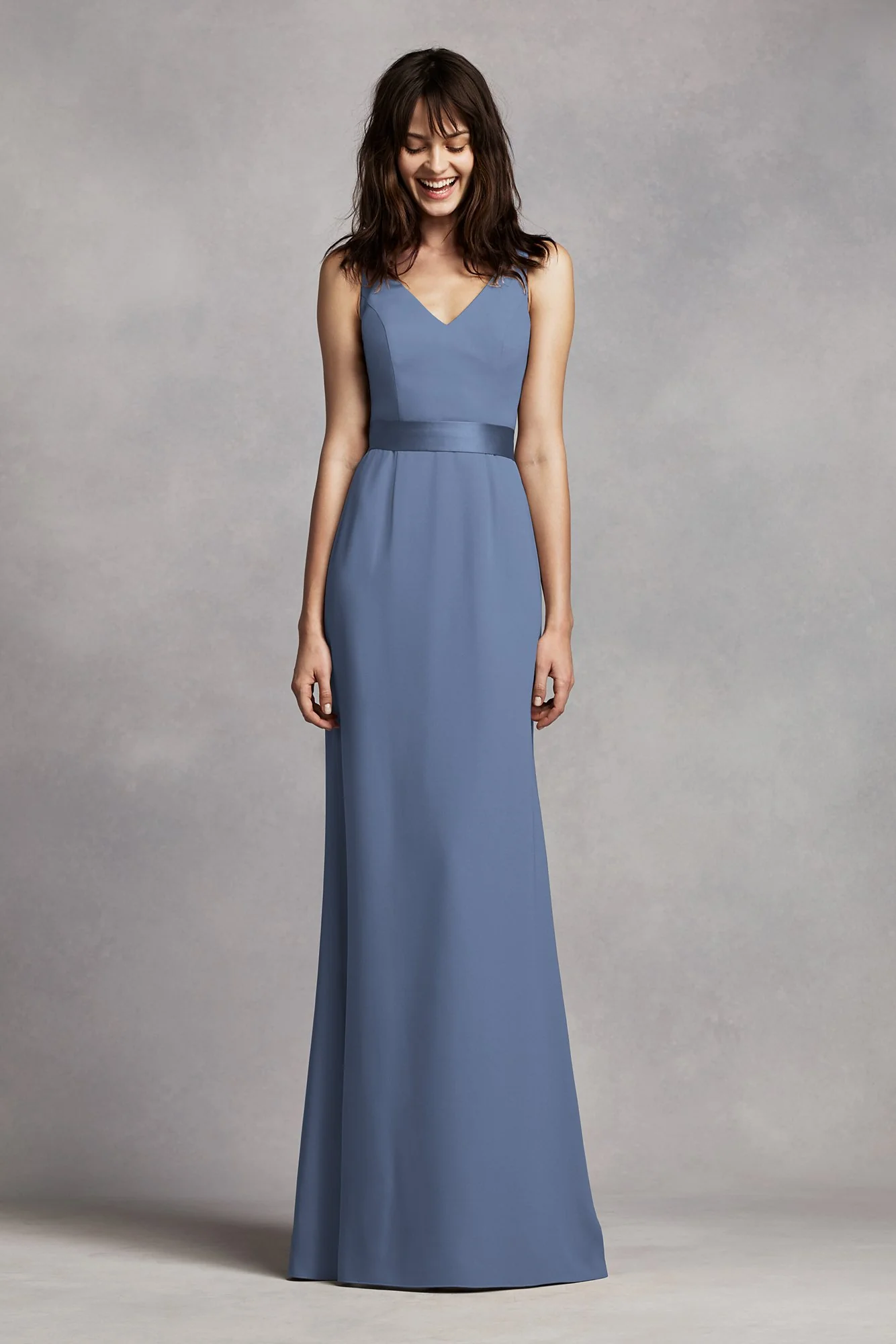 White by Vera Wang V-Neck Crepe Dress - Image 25