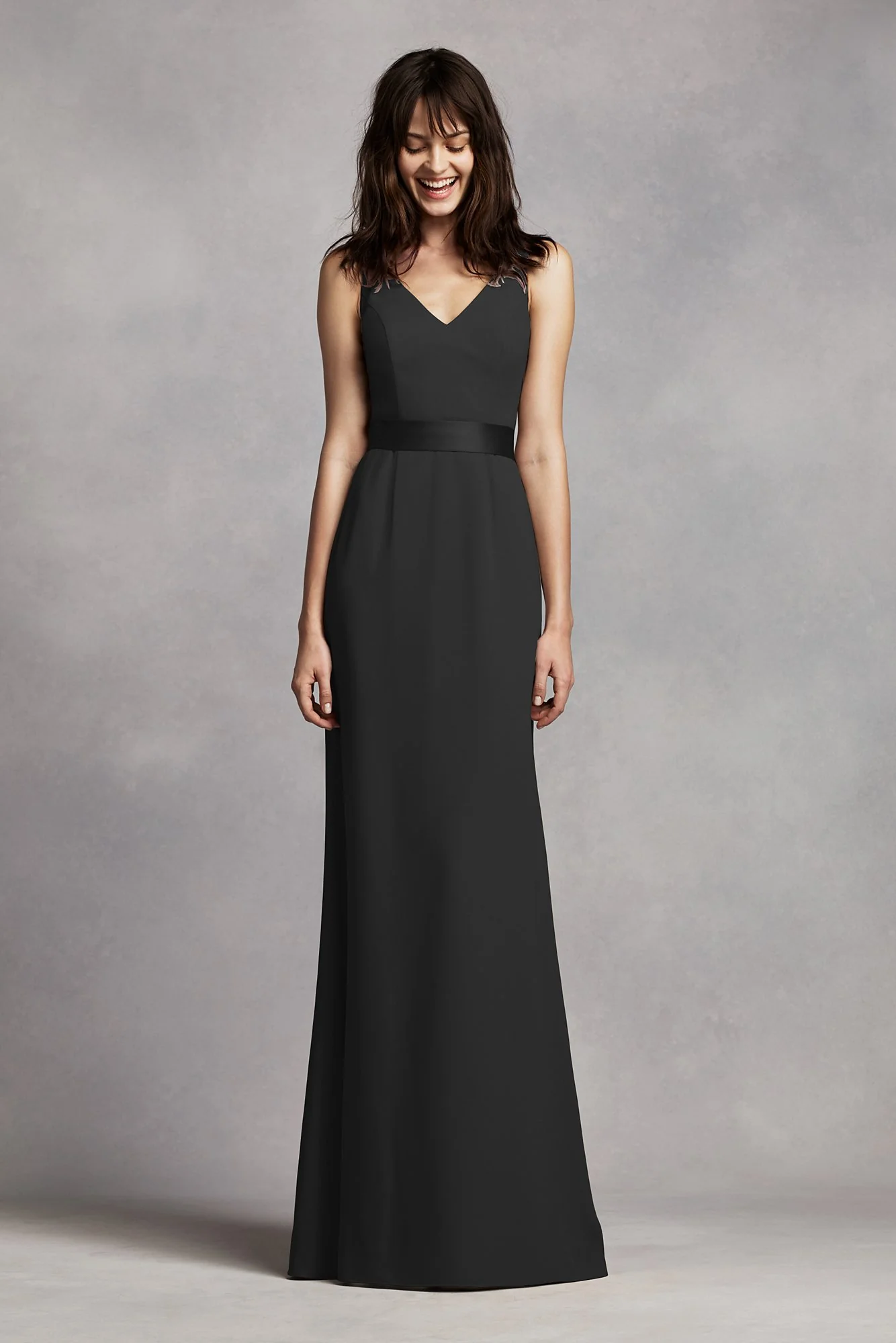 White by Vera Wang V-Neck Crepe Dress - Image 27