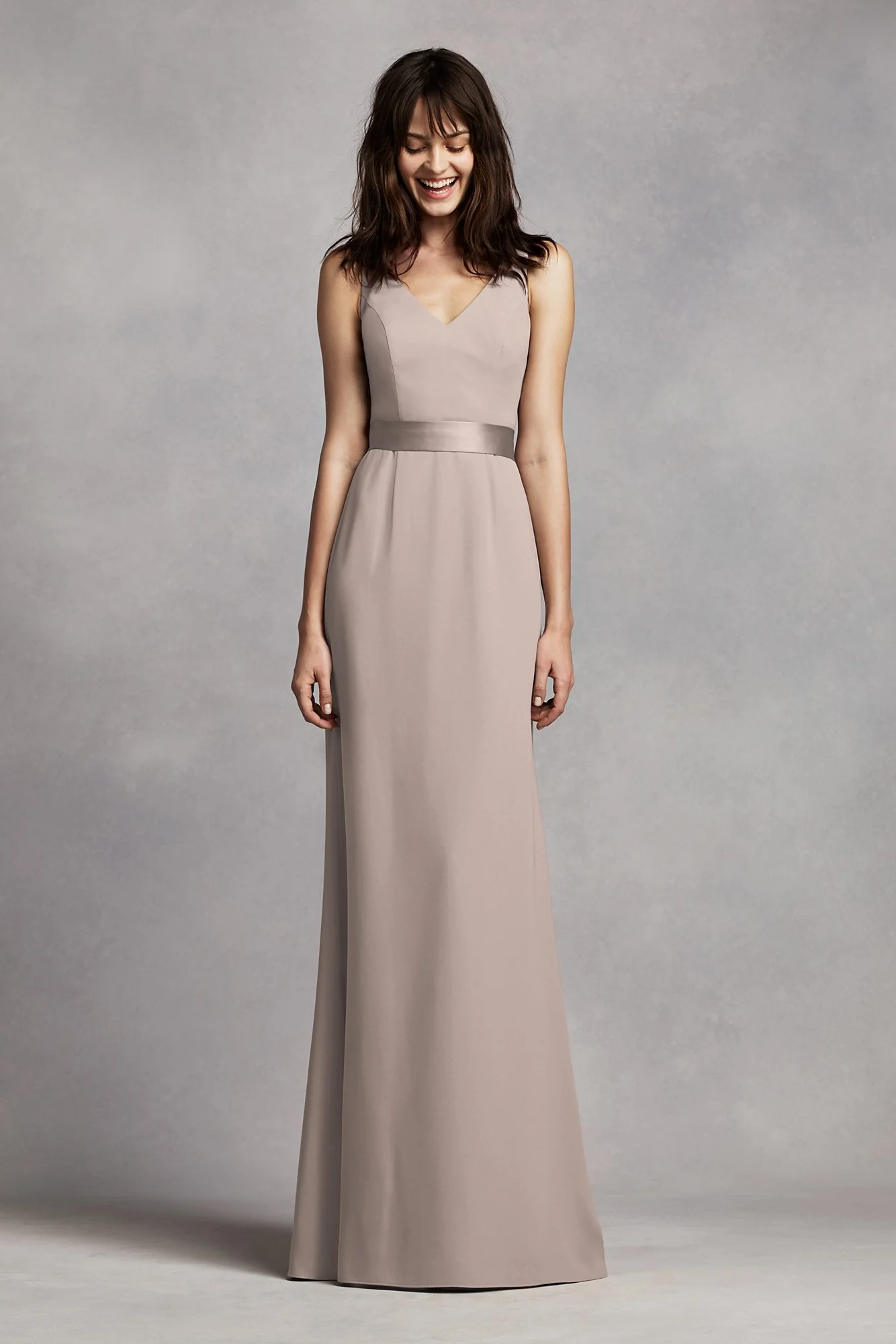 White by Vera Wang V-Neck Crepe Dress - Image 28