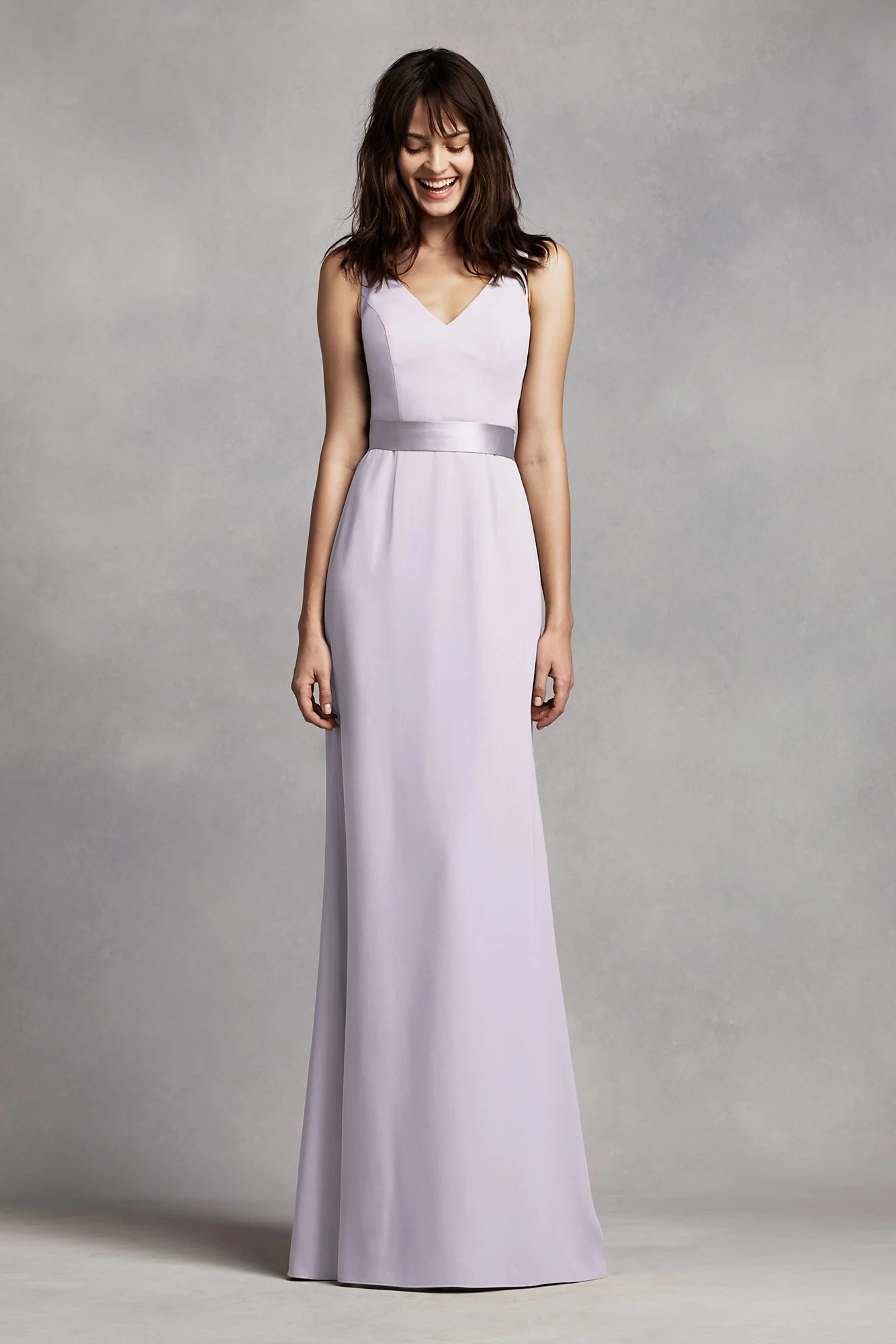 White by Vera Wang V-Neck Crepe Dress - Image 29