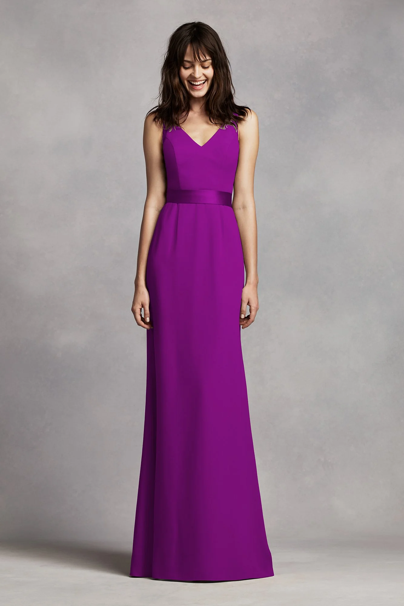 White by Vera Wang V-Neck Crepe Dress - Image 3