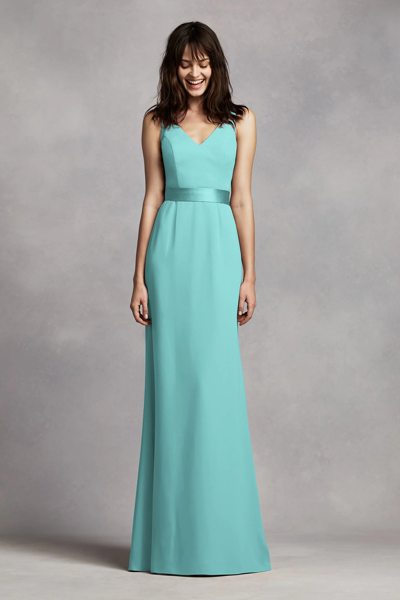 White by Vera Wang V-Neck Crepe Dress - Image 30
