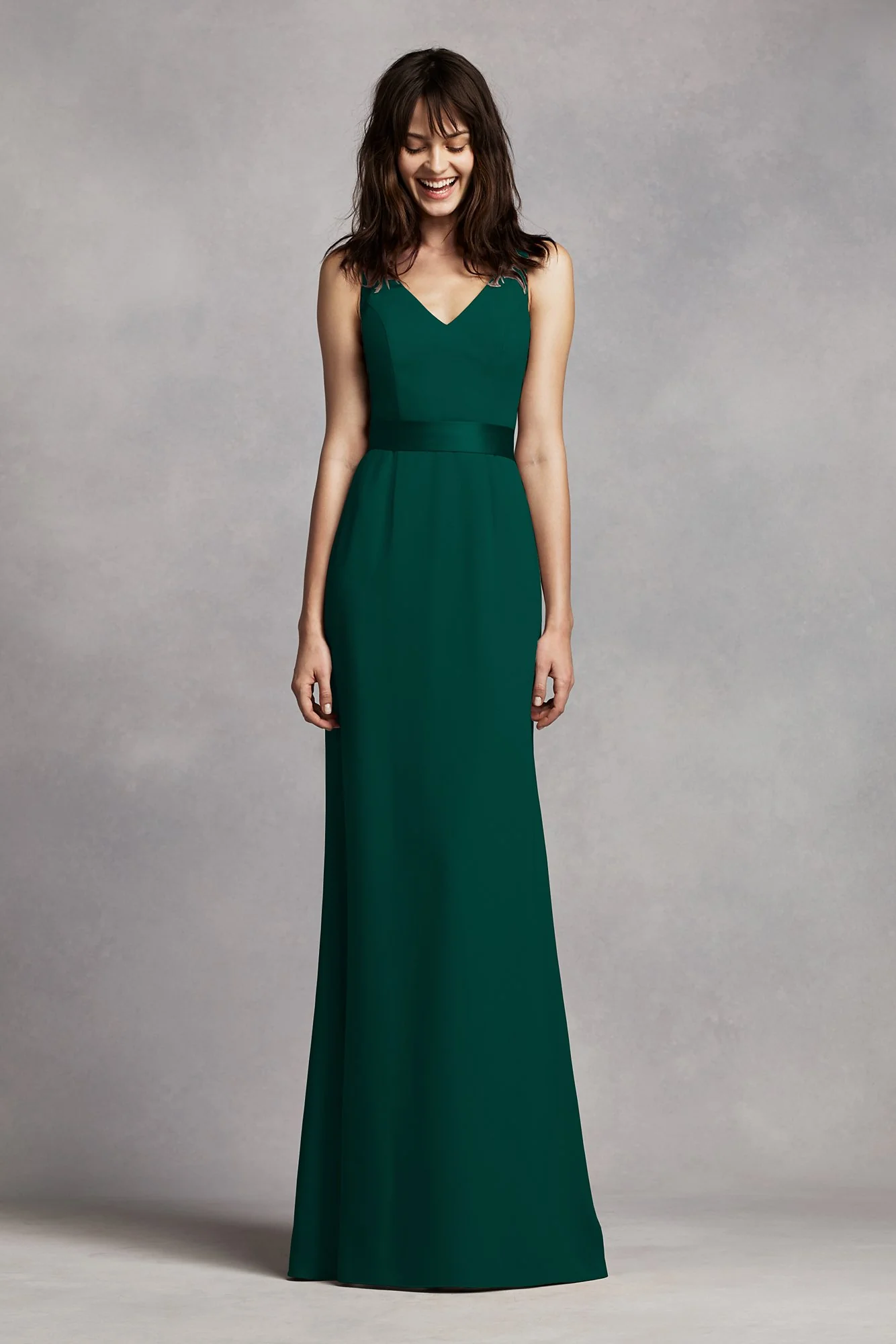 White by Vera Wang V-Neck Crepe Dress - Image 32