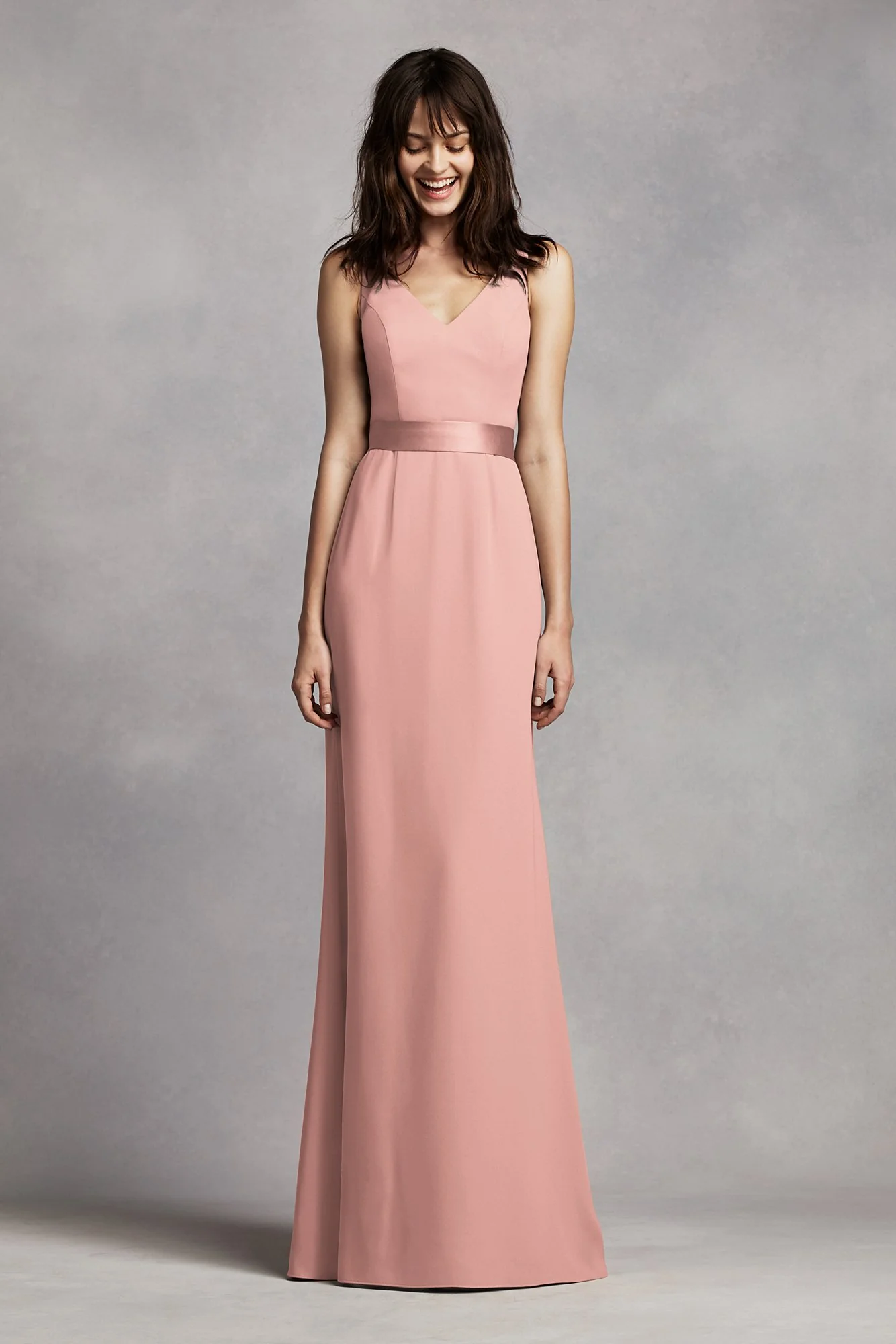 White by Vera Wang V-Neck Crepe Dress - Image 33