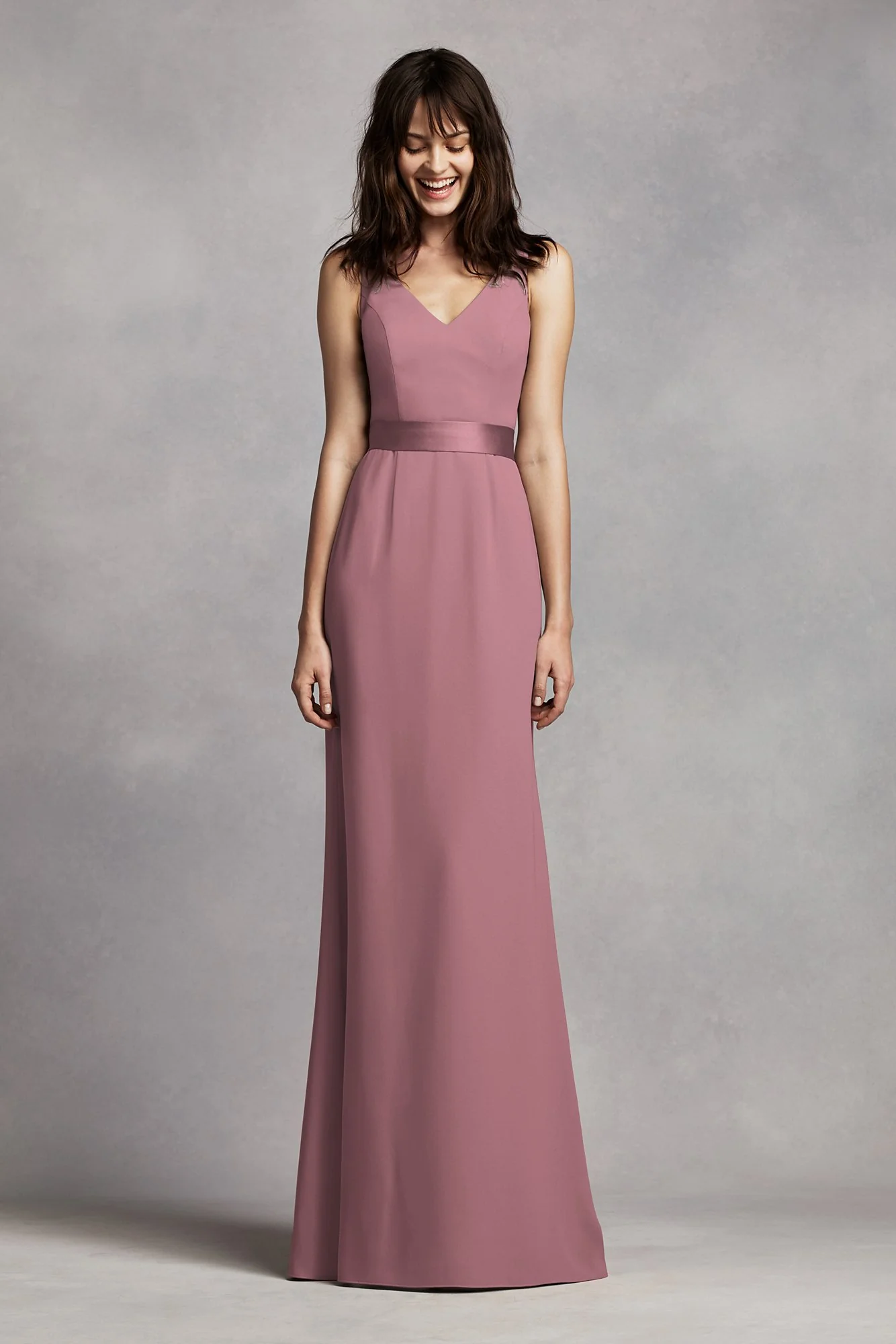 White by Vera Wang V-Neck Crepe Dress - Image 35
