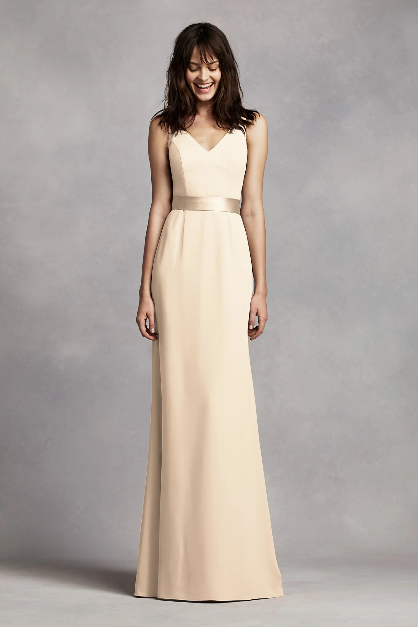 White by Vera Wang V-Neck Crepe Dress - Image 36