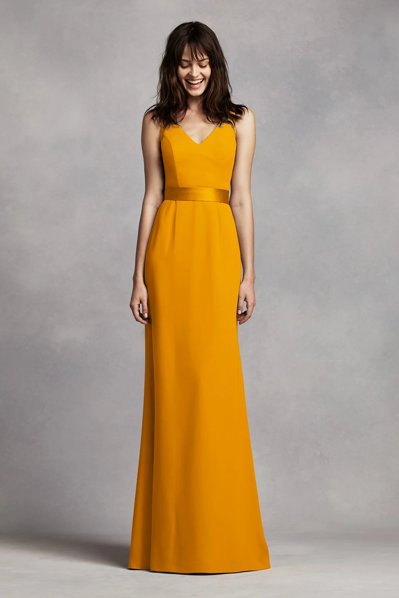 White by Vera Wang V-Neck Crepe Dress - Image 37