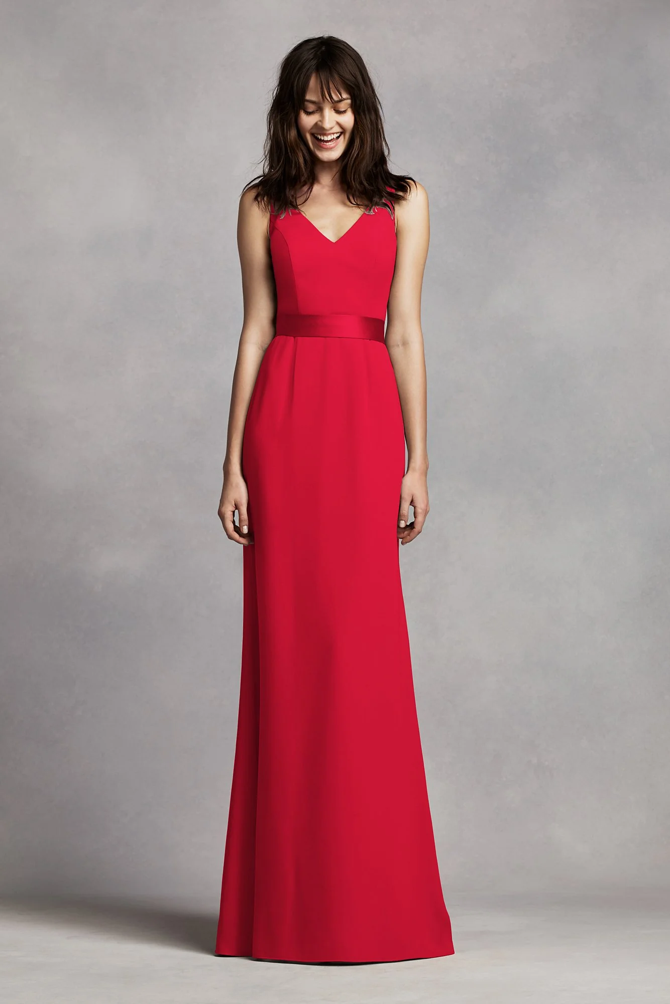 White by Vera Wang V-Neck Crepe Dress - Image 4