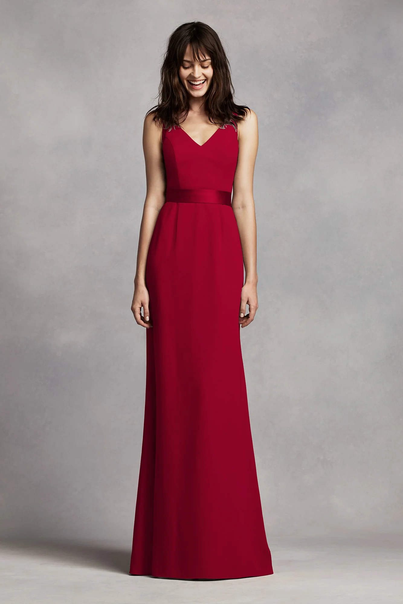 White by Vera Wang V-Neck Crepe Dress - Image 41