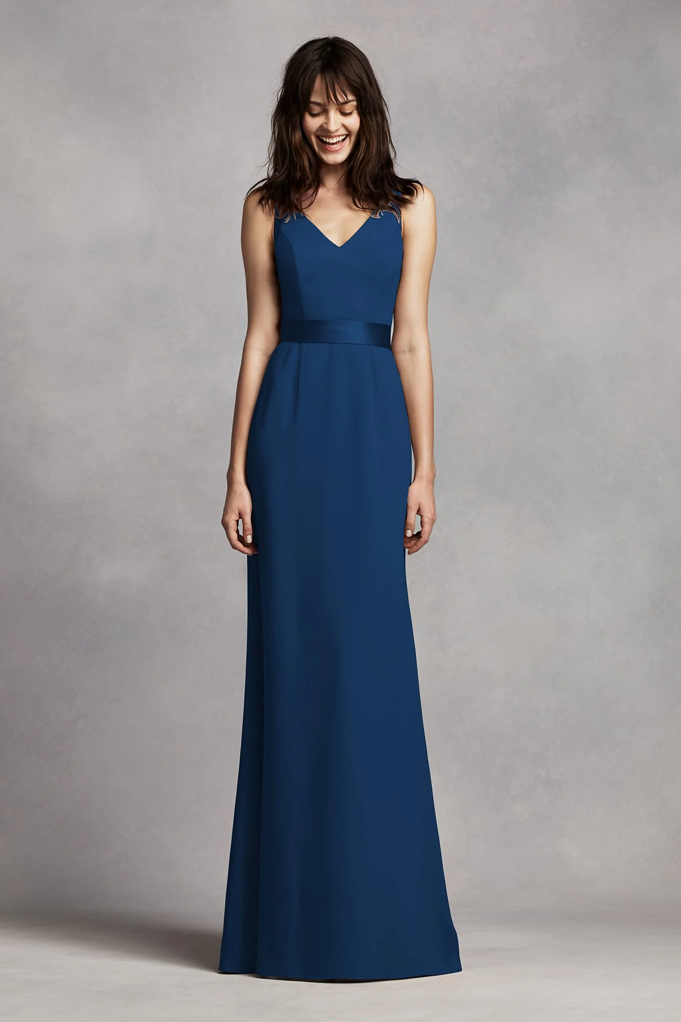 White by Vera Wang V-Neck Crepe Dress - Image 5