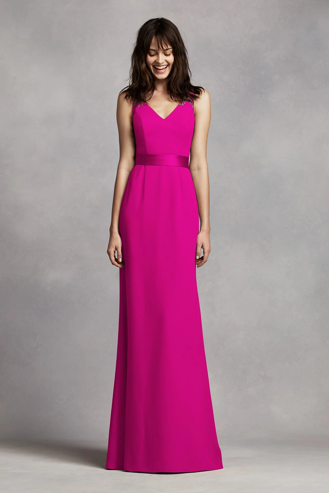 White by Vera Wang V-Neck Crepe Dress - Image 6