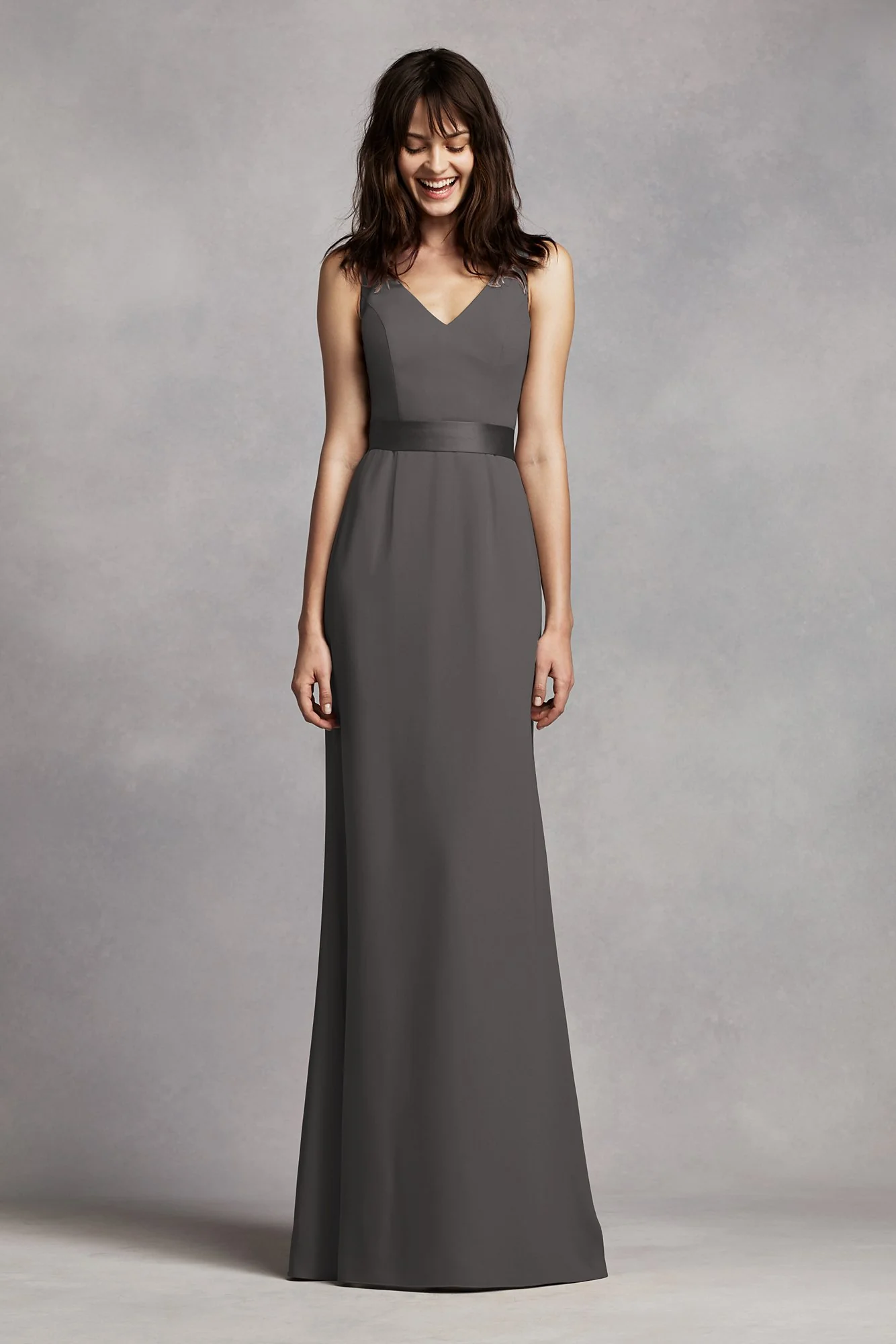 White by Vera Wang V-Neck Crepe Dress - Image 7