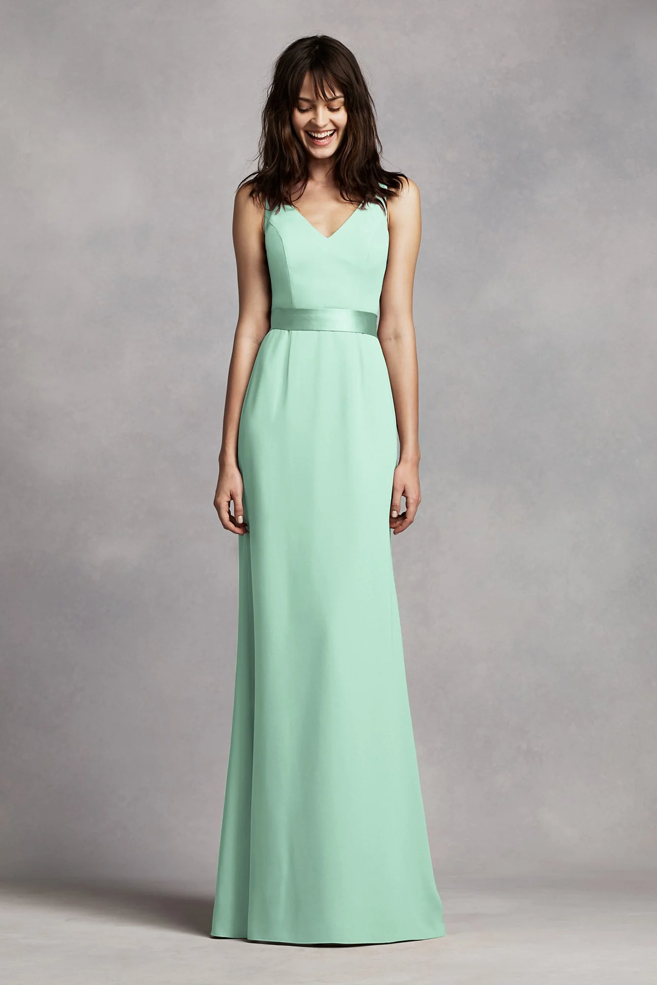 White by Vera Wang V-Neck Crepe Dress - Image 8