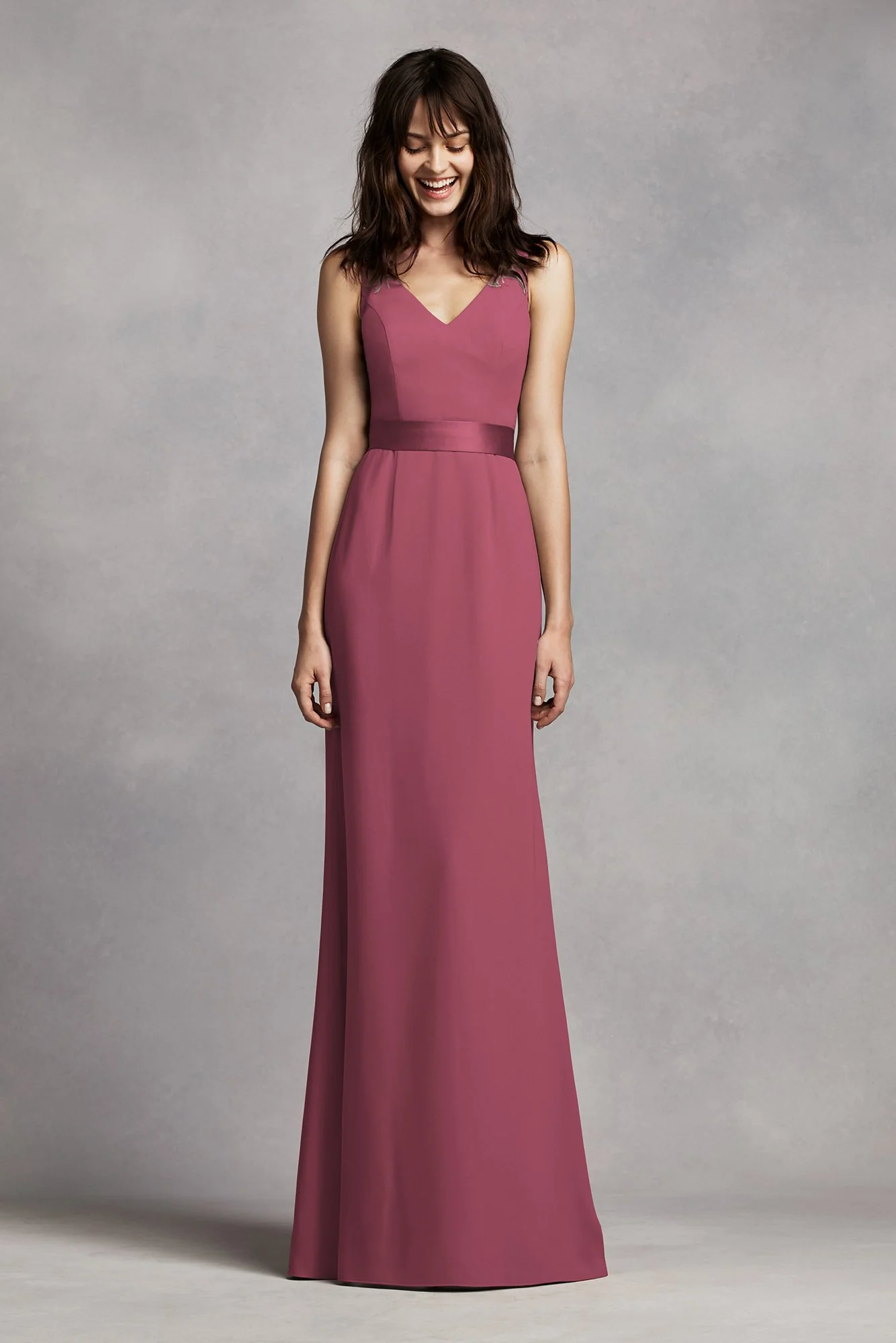 White by Vera Wang V-Neck Crepe Dress - Image 9