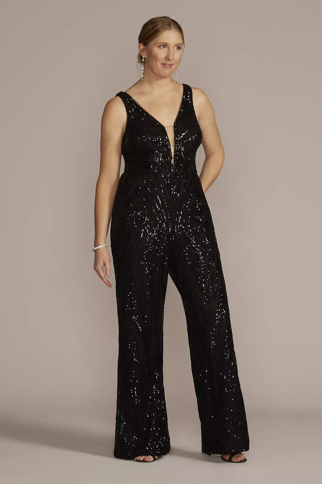 Wide Leg Allover Sequin Jumpsuit - Image 7