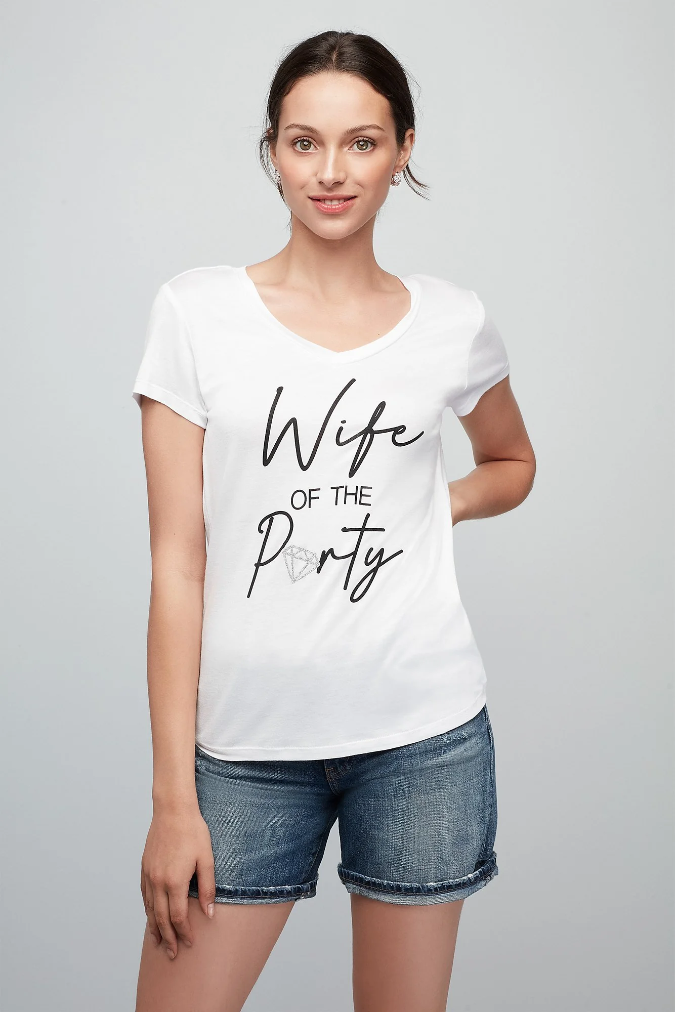 Wife of the Party with Diamond V-Neck T-Shirt