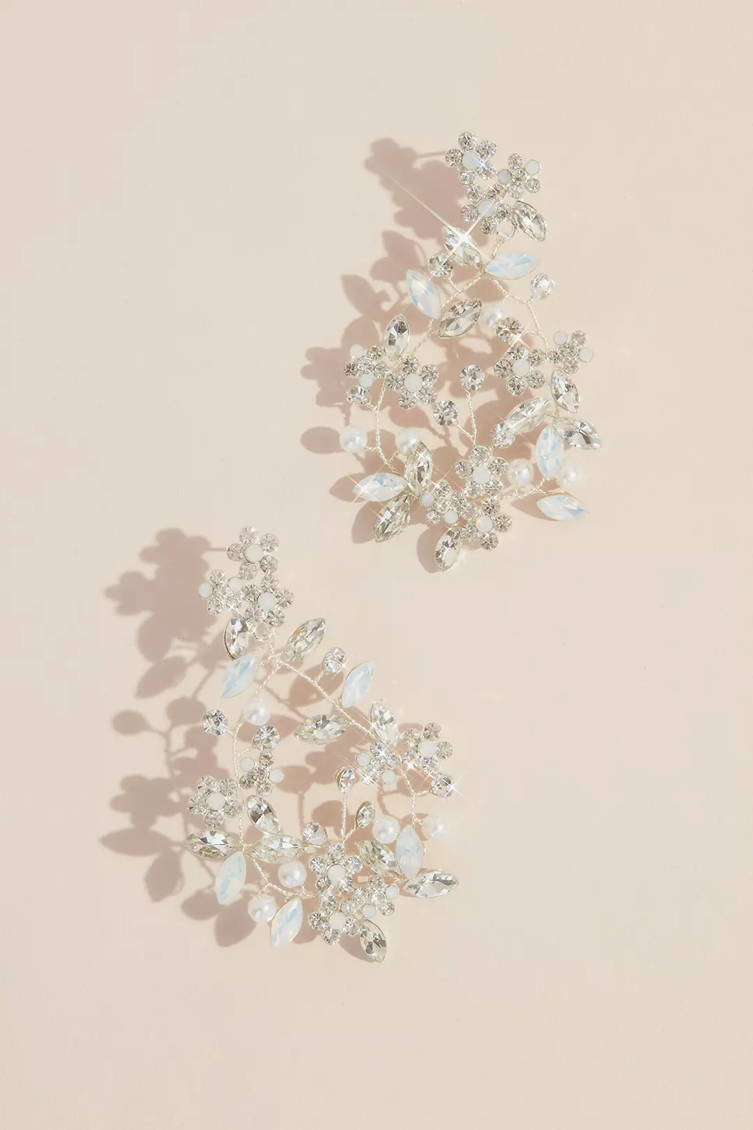 Wired Crystal Flower Wreath Earrings - Image 2