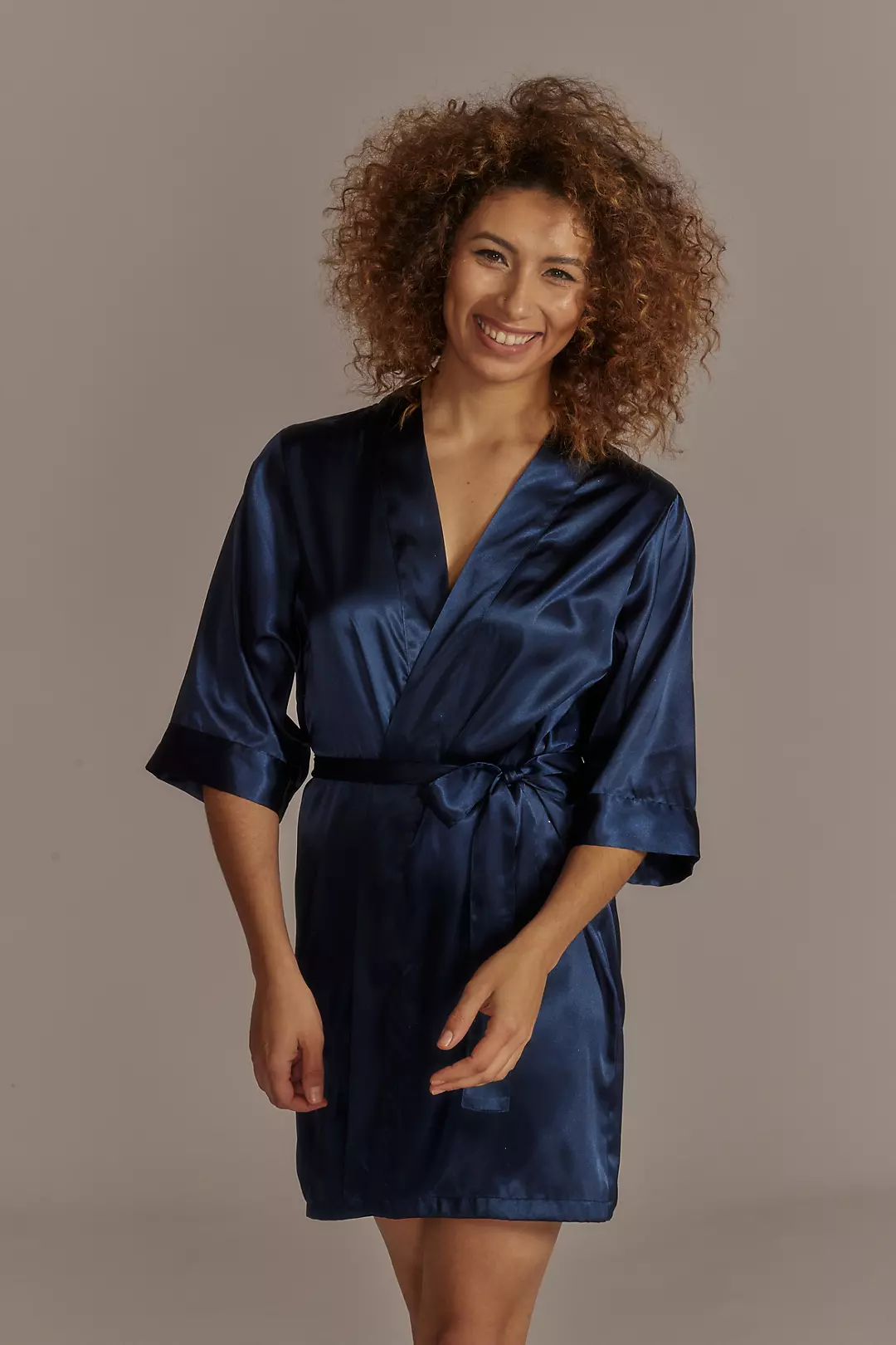 Wrap Tie Satin Robe - Image 2