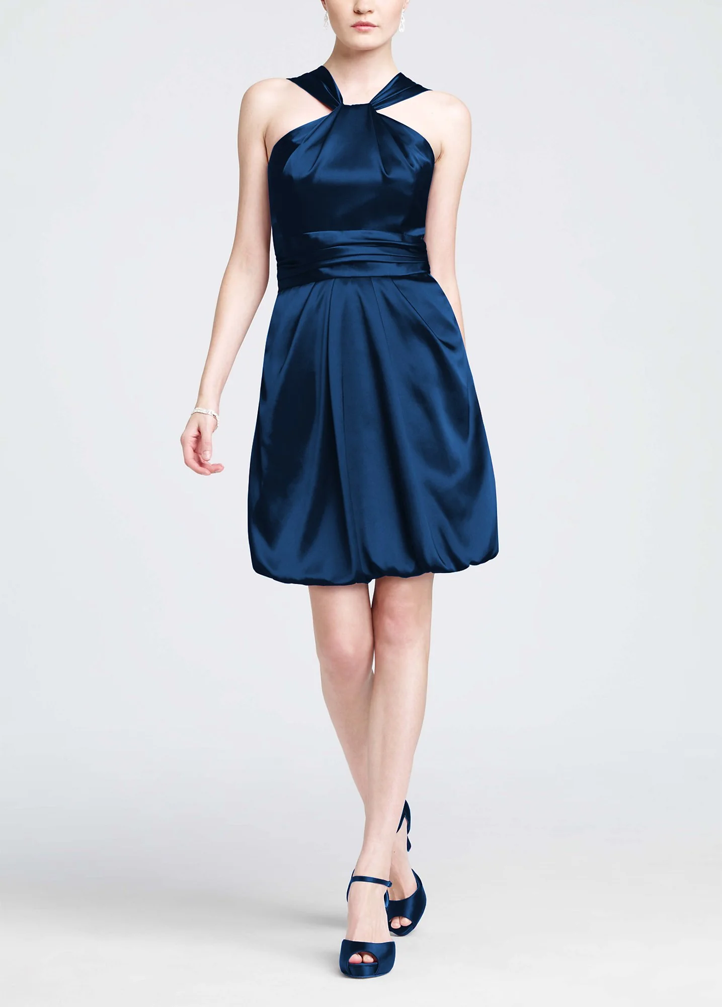 Y Neck Charmeuse Dress with Bubble Hem - Image 13