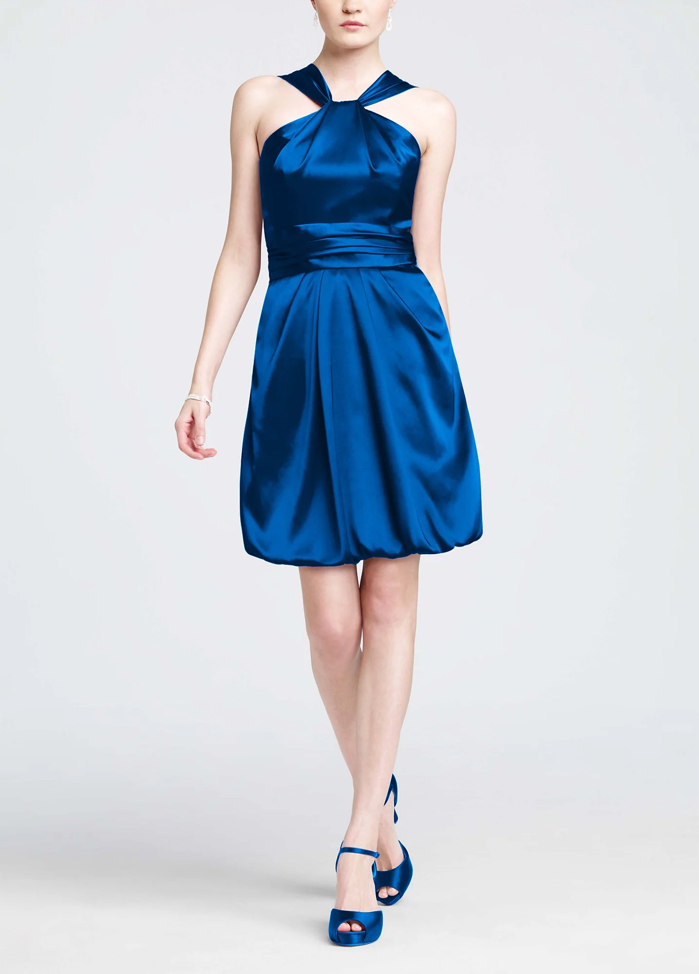 Y Neck Charmeuse Dress with Bubble Hem - Image 17