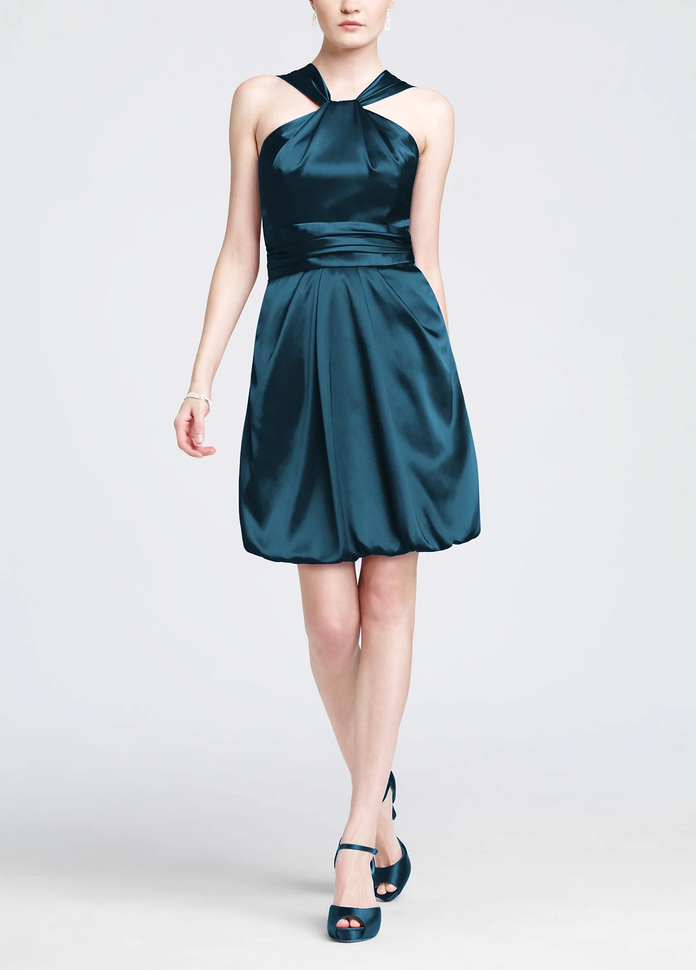 Y Neck Charmeuse Dress with Bubble Hem - Image 18