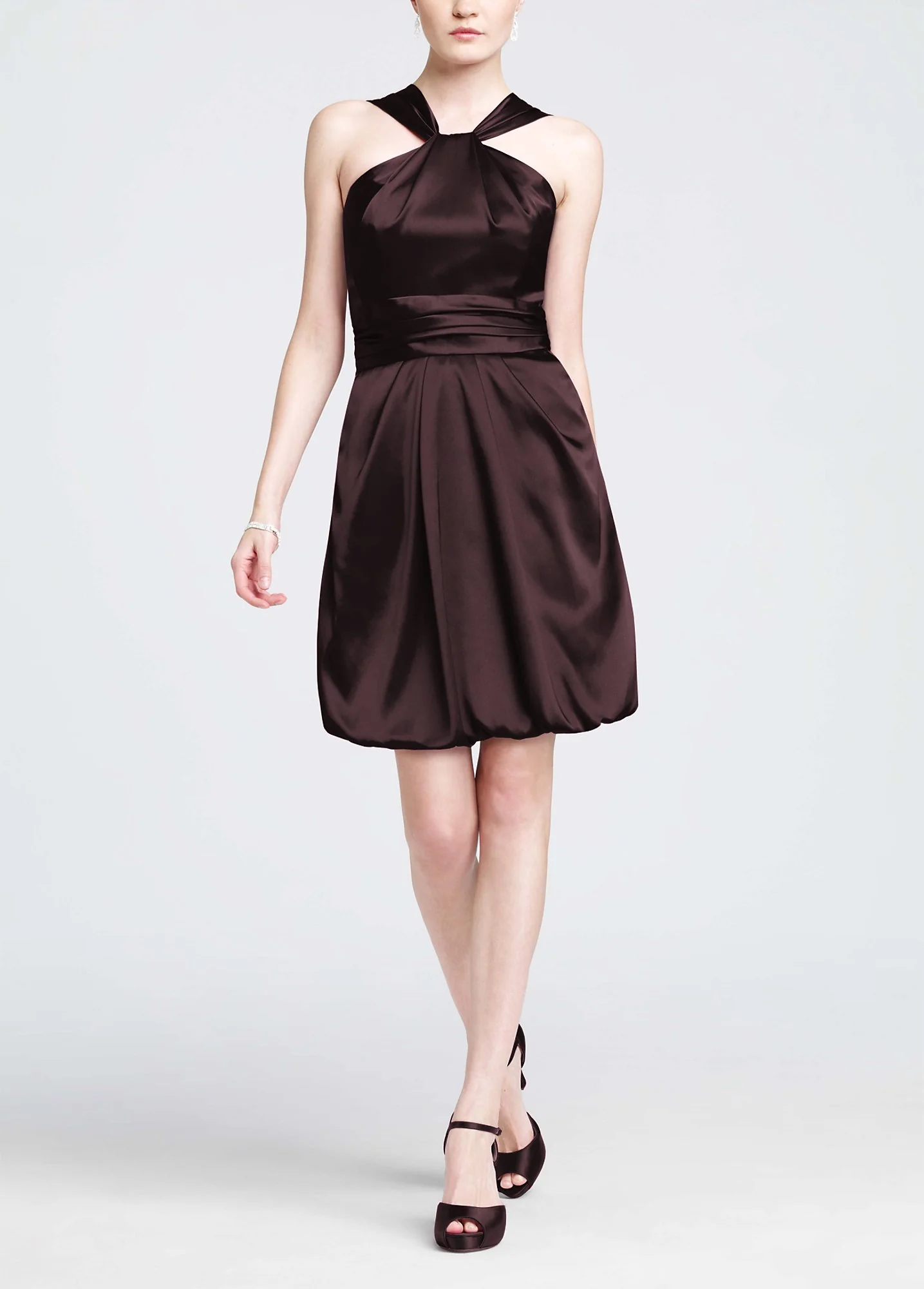 Y Neck Charmeuse Dress with Bubble Hem - Image 7