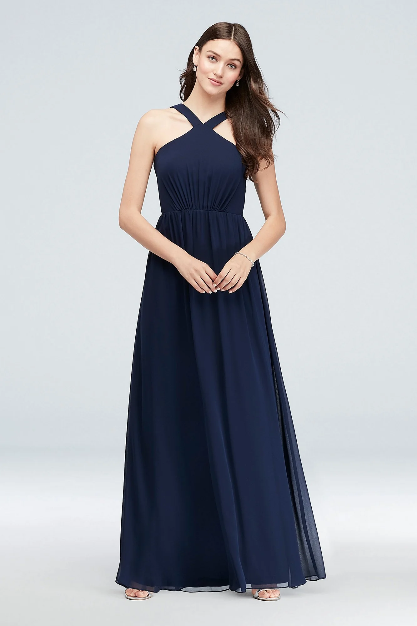 Y-Neck Long Chiffon Bridesmaid Dress - Image 4