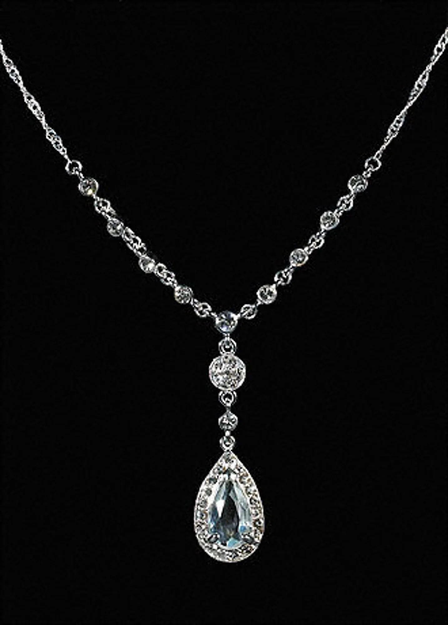 Y-Shaped Necklace with Pear-Shaped Stone